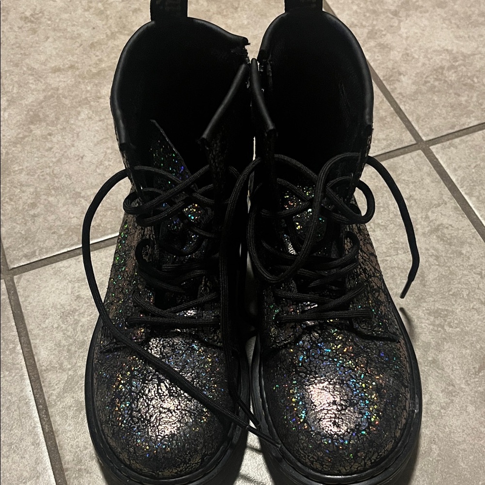 Dr. Martens Kids Glitter Black Boots